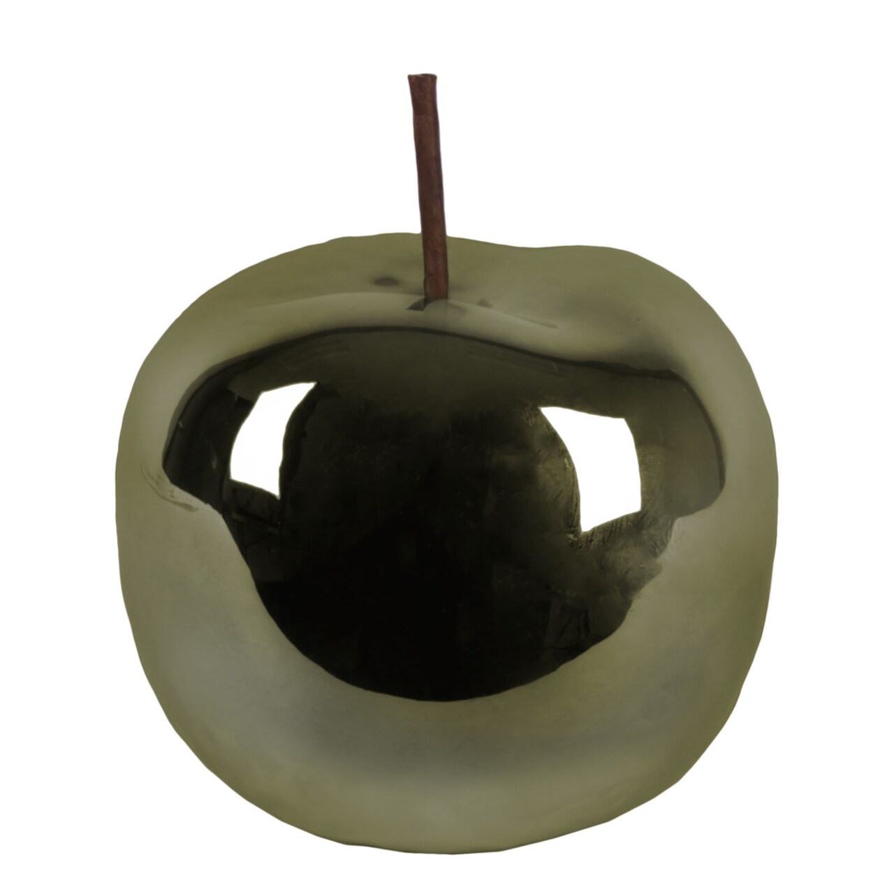Urban Trends Collection Ceramic Apple Figurine with Stem Large Polished Chrome Finish Green